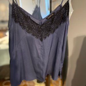 Silk cami with lace detail
